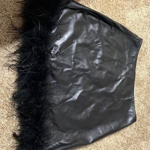 Fur leather skirt